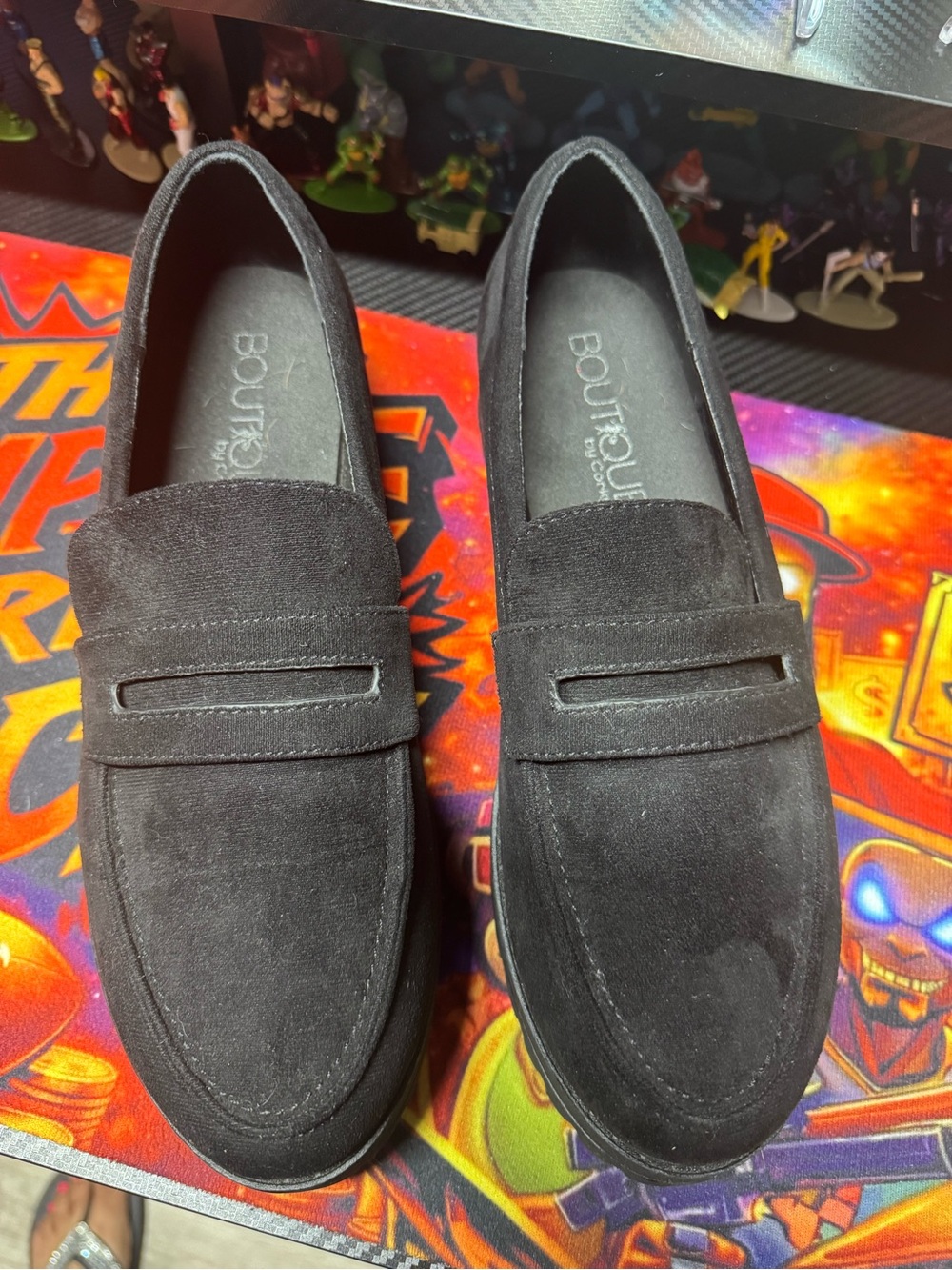 Women’s Black Suede Penny Loafers